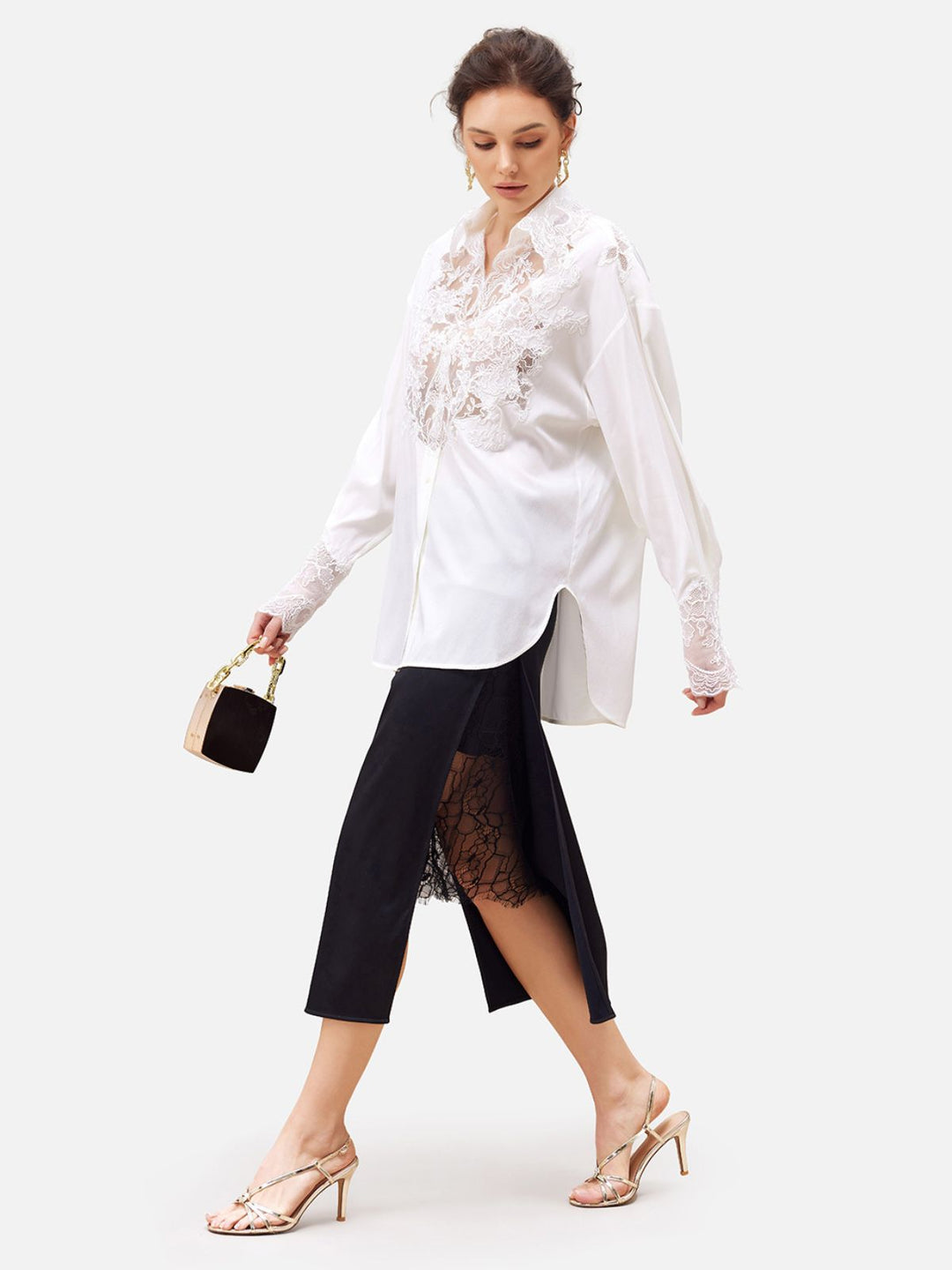 Rope Lace Embroidered Premium Silk Blouse