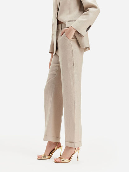 Minimalist Metallic Linen Pants