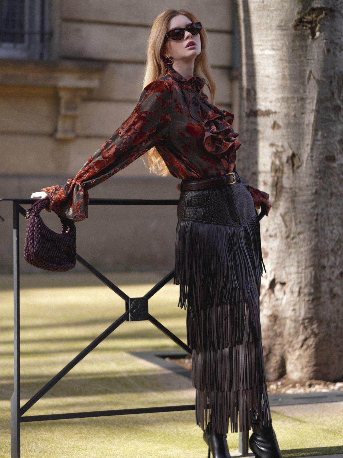 Glittery Silk Burnout Velvet Blouse