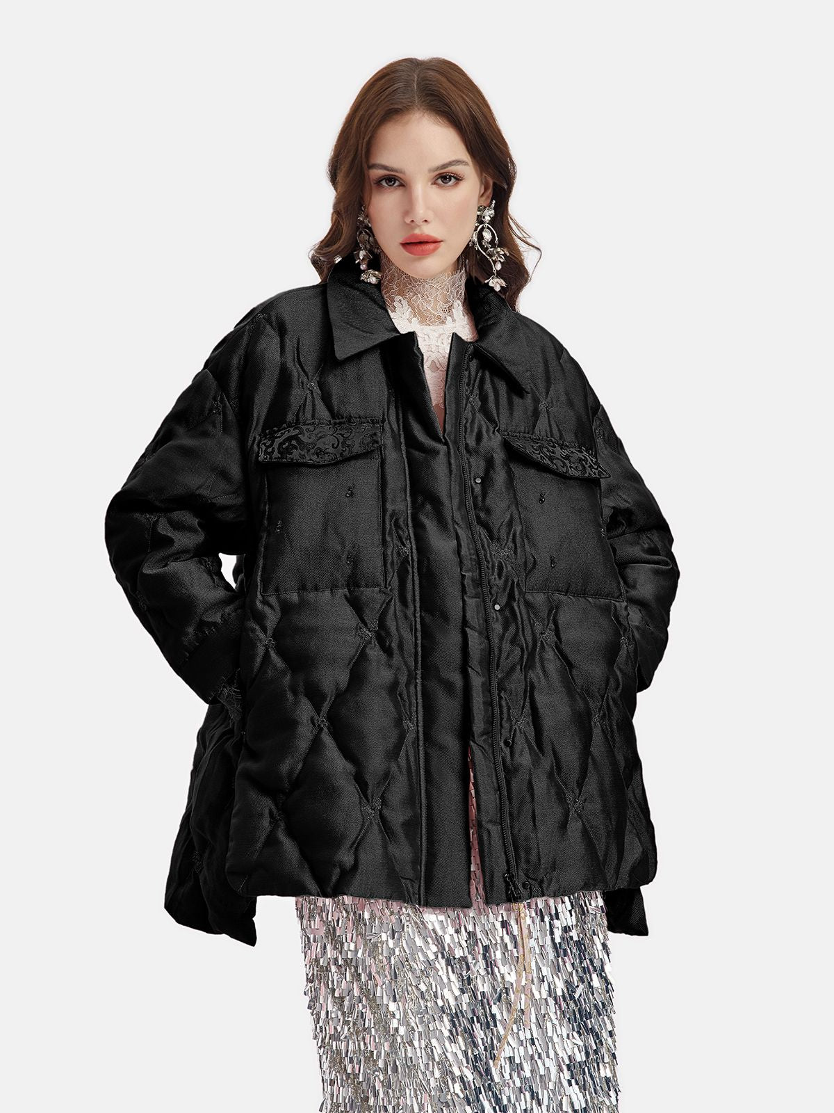 Glamorous Down Jacket with Embellishments