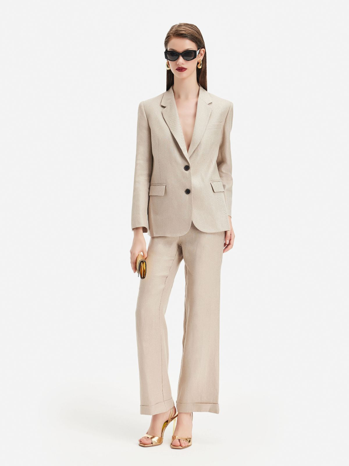 Minimalist Metallic Linen Pants