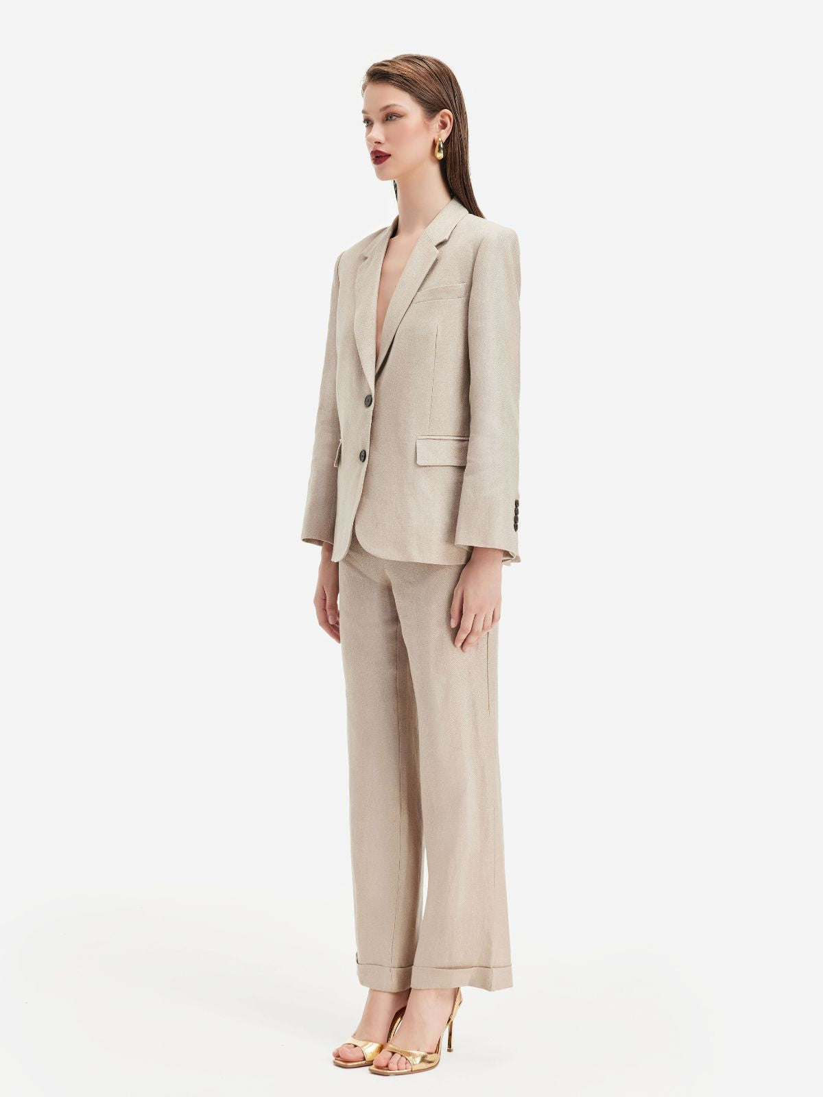 Minimalist Metallic Linen Pants