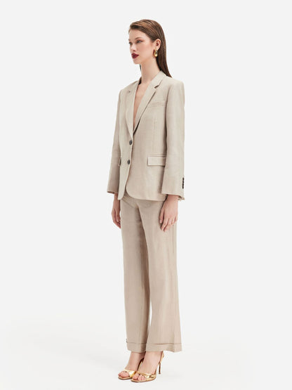 Minimalist French Metallic Linen Blazer