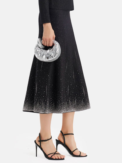 Glamorous Beaded Gradient Knit Wool Skirt