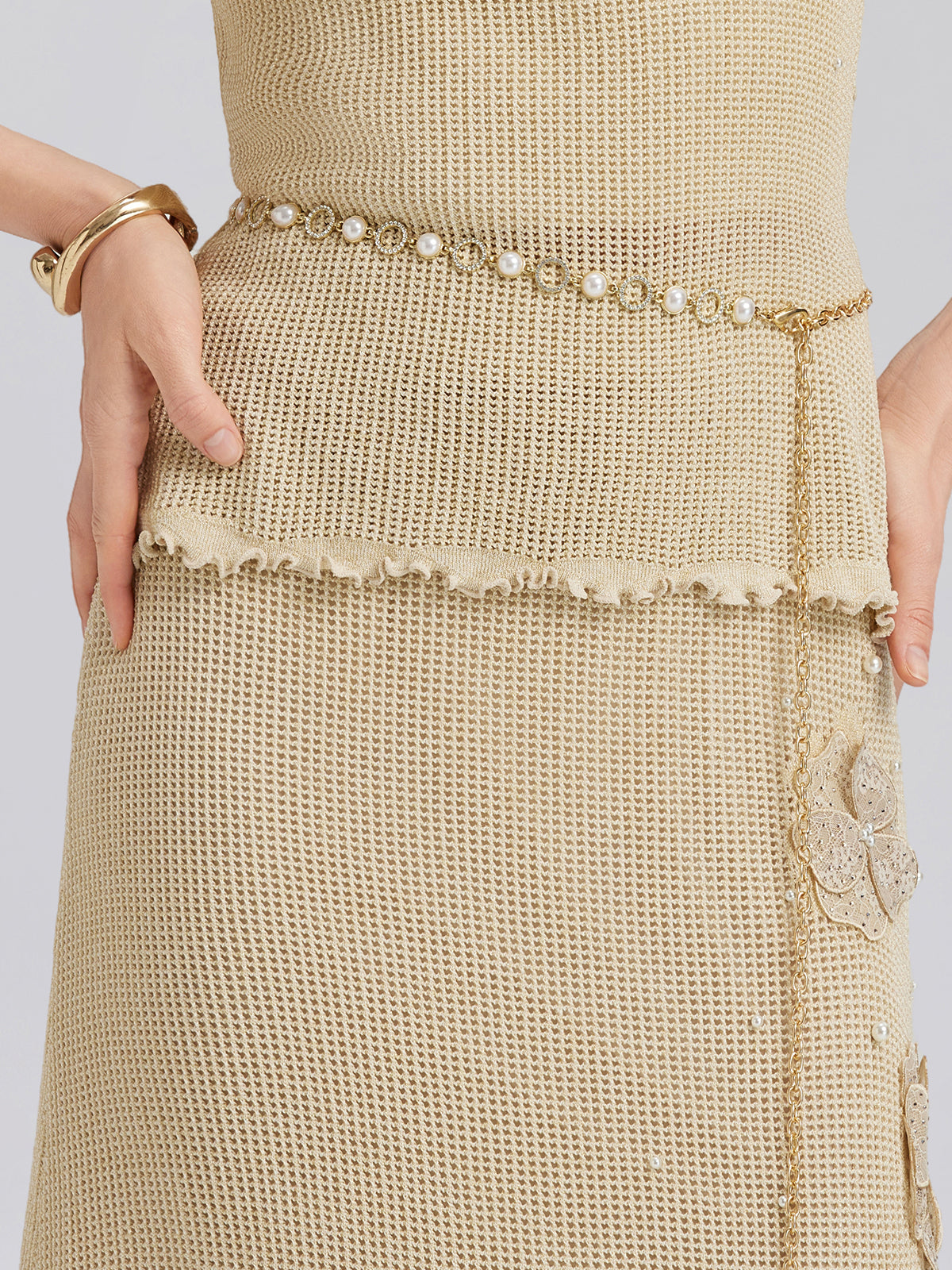 Pearl Crystal Ring Waist Chain