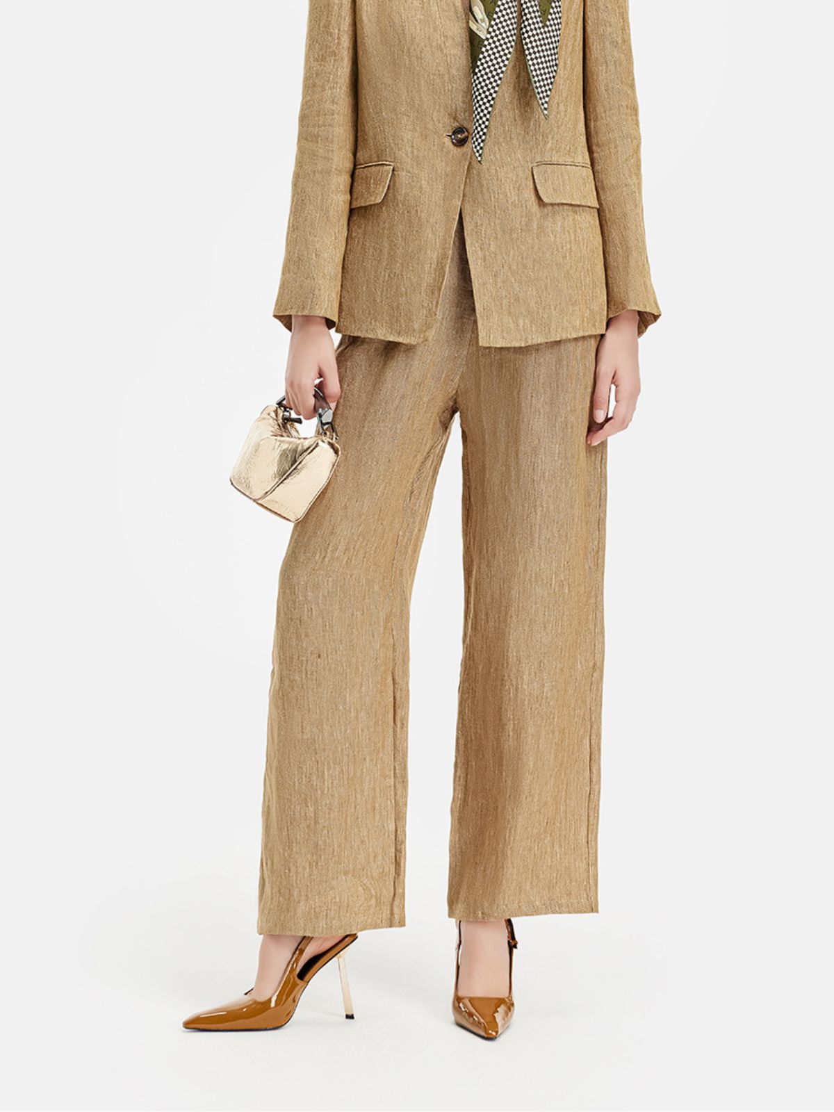 Wool-Linen Straight-Leg Trousers