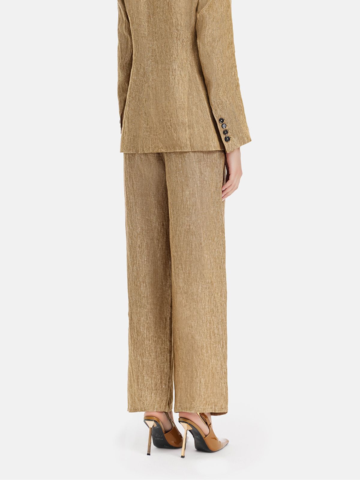 Wool-Linen Straight-Leg Trousers