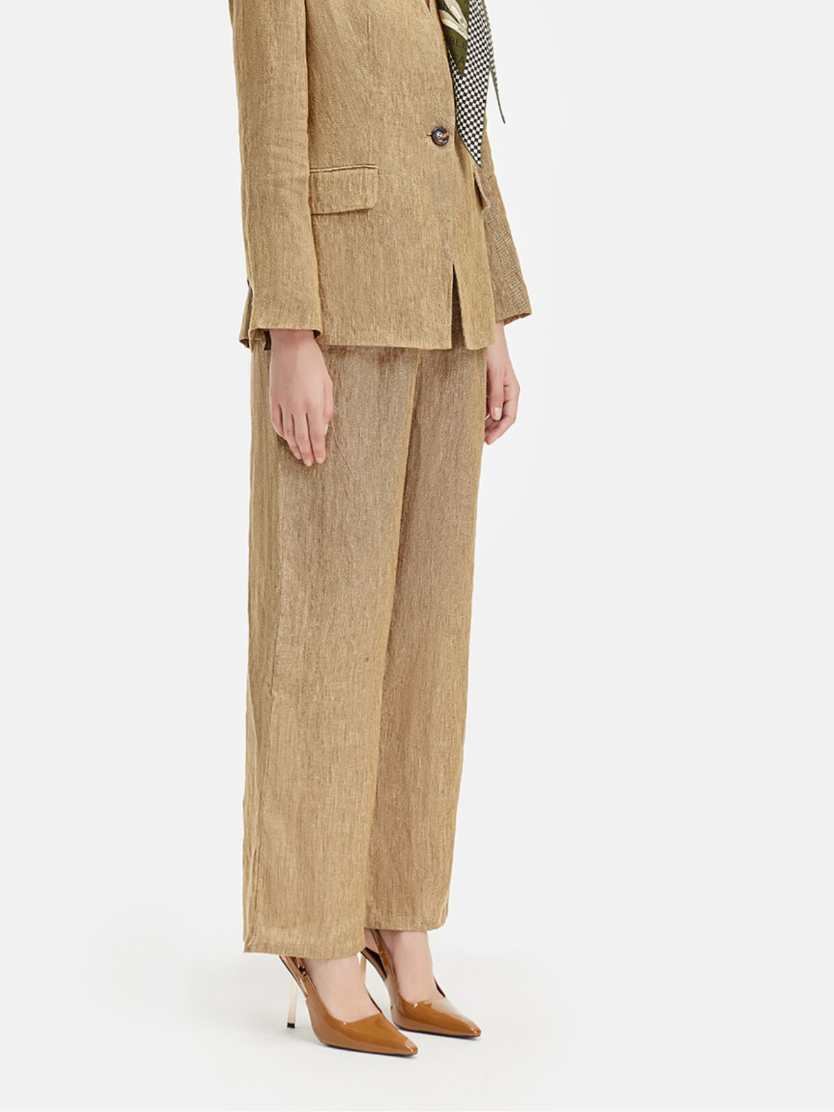 Wool-Linen Straight-Leg Trousers