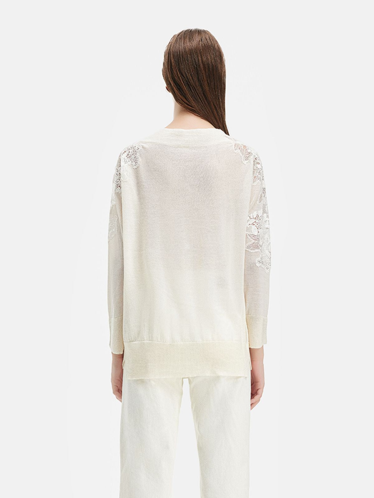 Wool Knit Embroidered Lace Top