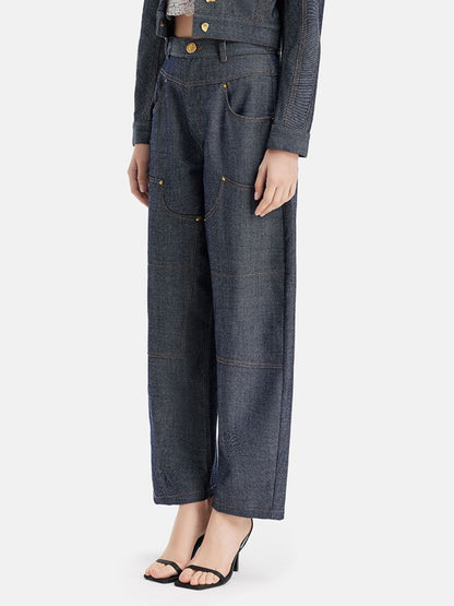 Wool Denim-Look Knight Tapered Pants