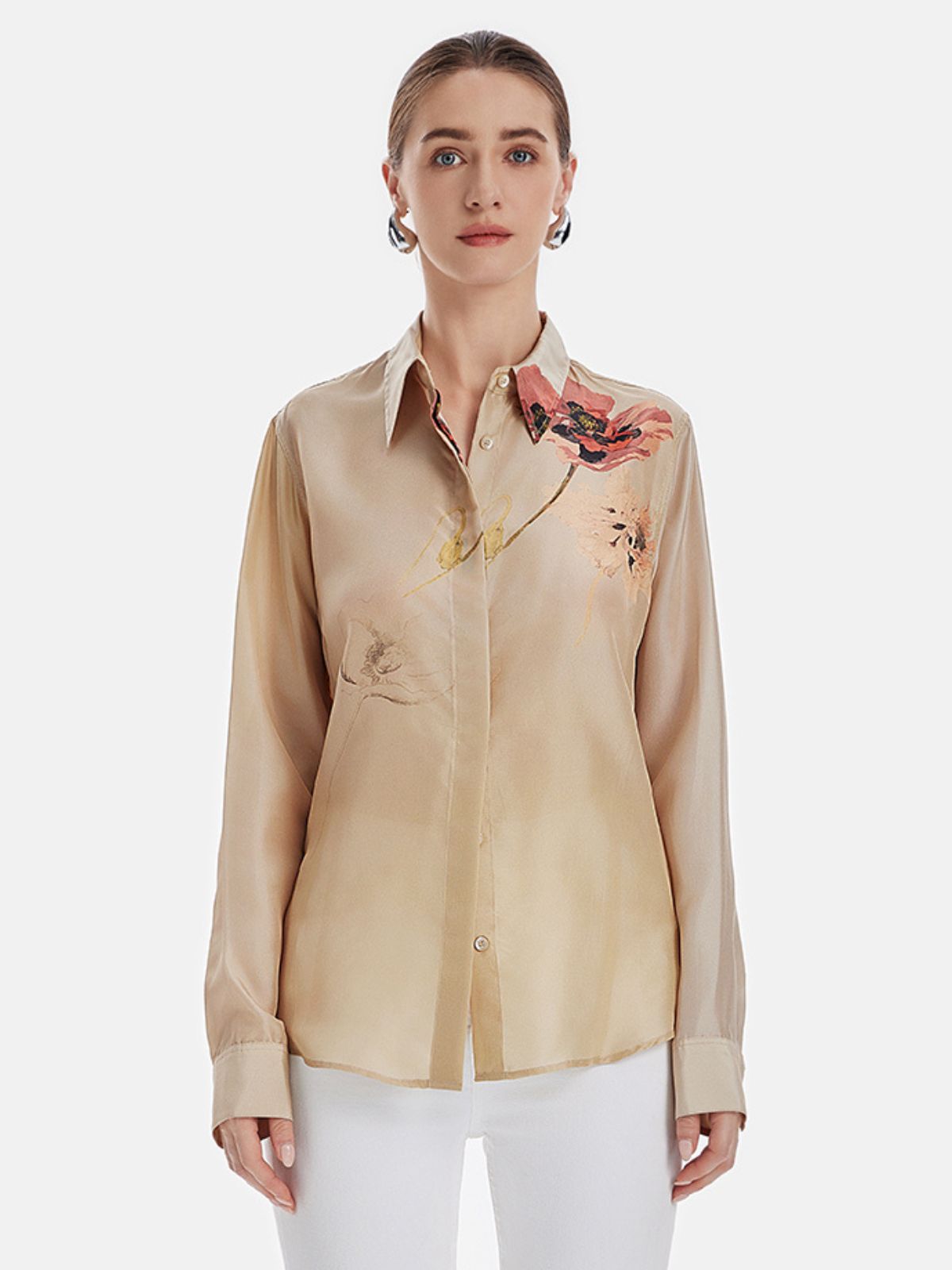 New Chinese Printed Silk Shirt