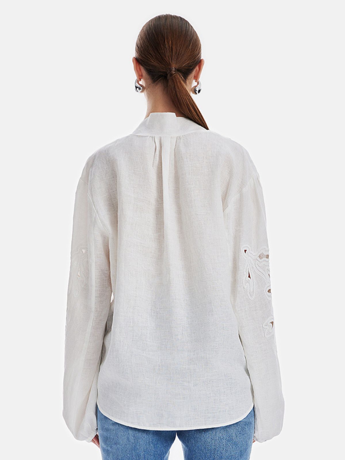 Relaxed Embroidered Hollow-Out Top