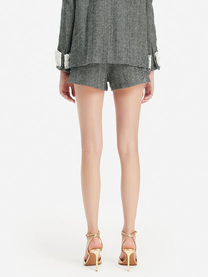 Courtly Wool Beaded Shorts