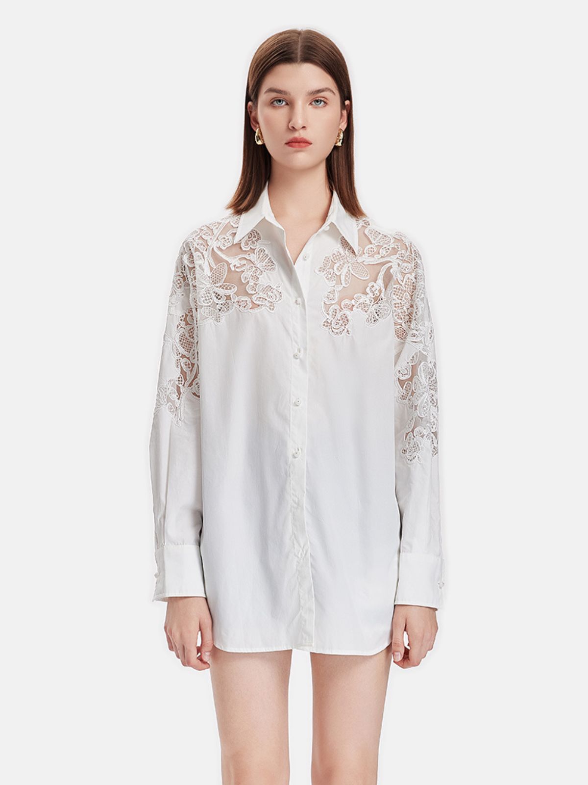 Sequin Lace Embroidered Shirt