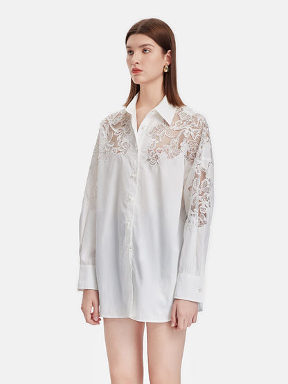 Sequin Lace Embroidered Shirt