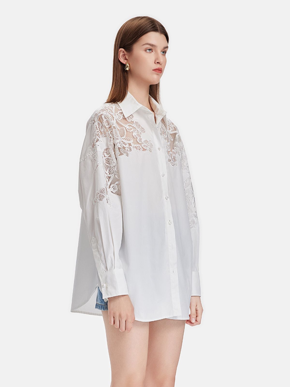 Sequin Lace Embroidered Shirt