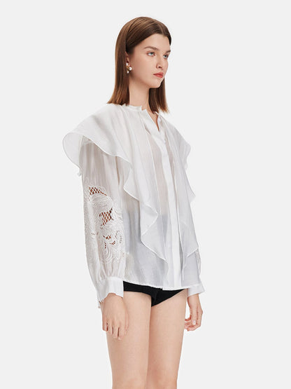 Embroidered Silk-Cotton Blouse