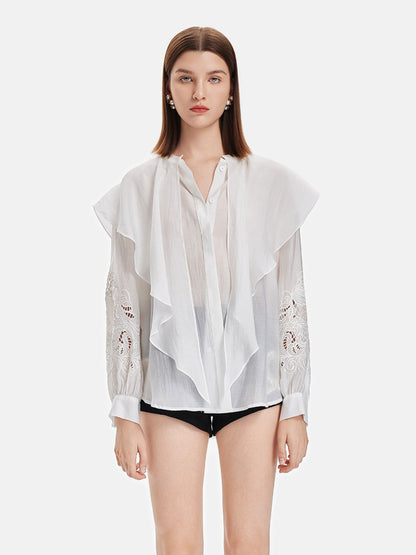 Embroidered Silk-Cotton Blouse