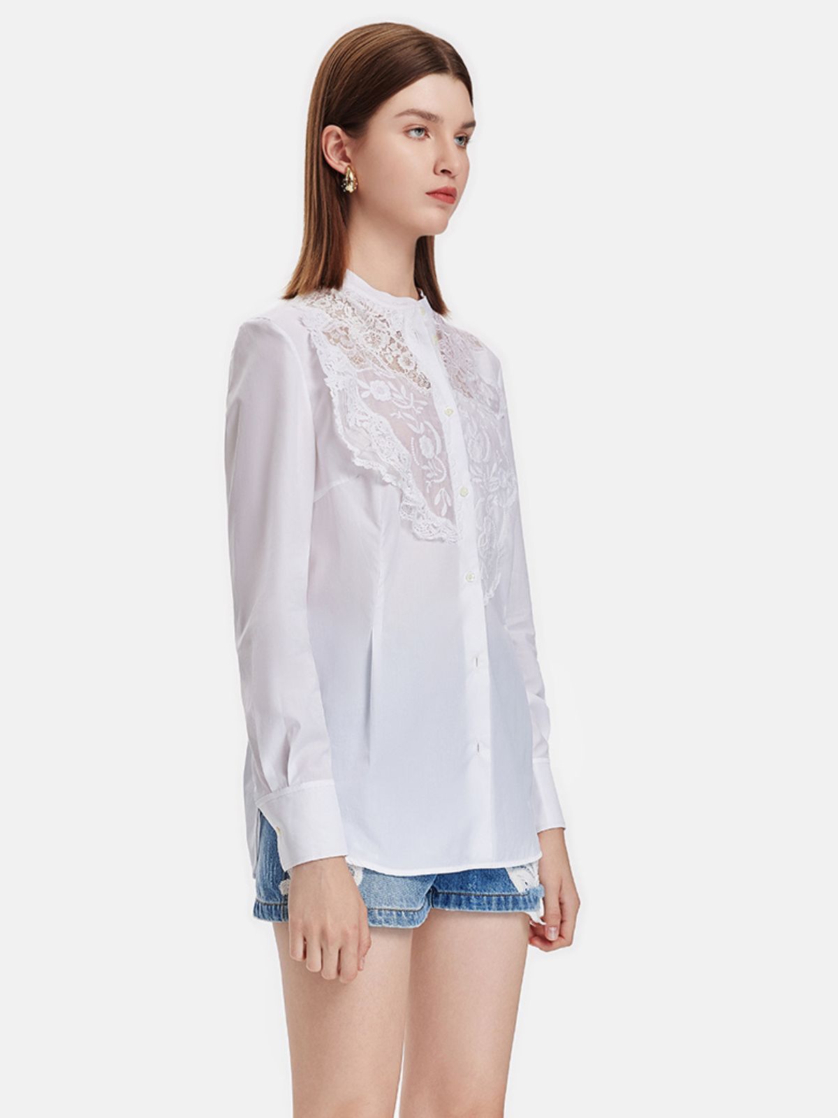 Lace Hollow Embroidery Shirt