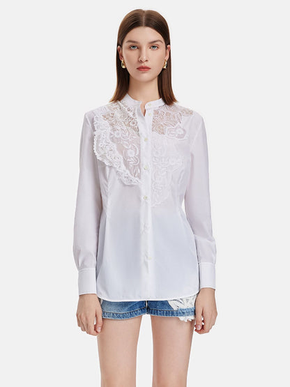 Lace Hollow Embroidery Shirt