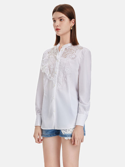 Lace Hollow Embroidery Shirt