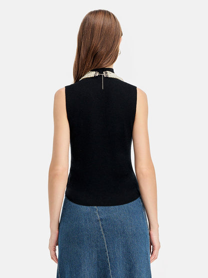 Fine Wool-Cashmere High Neck Vest