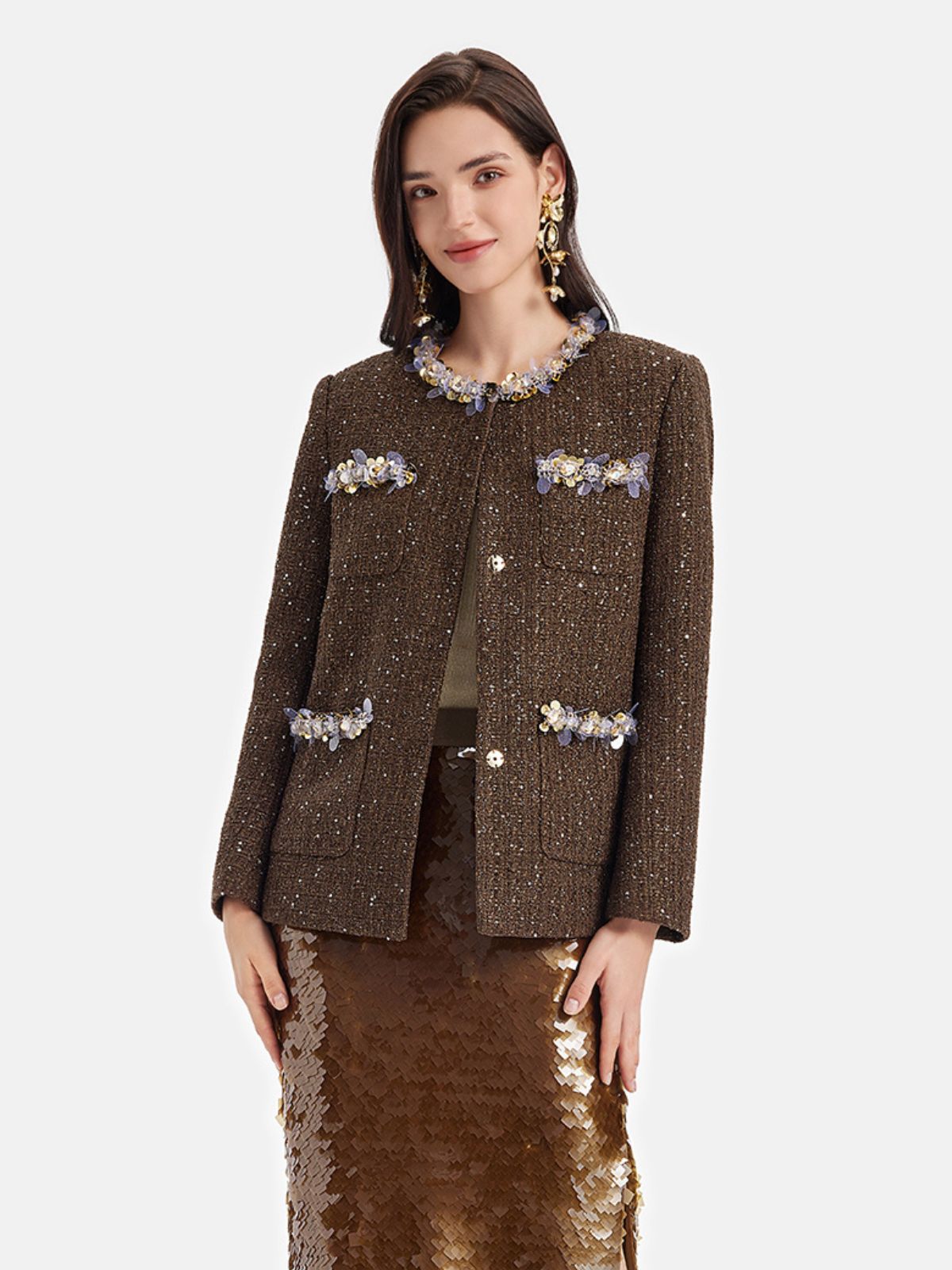 Sequin Tweed Beaded Jacket