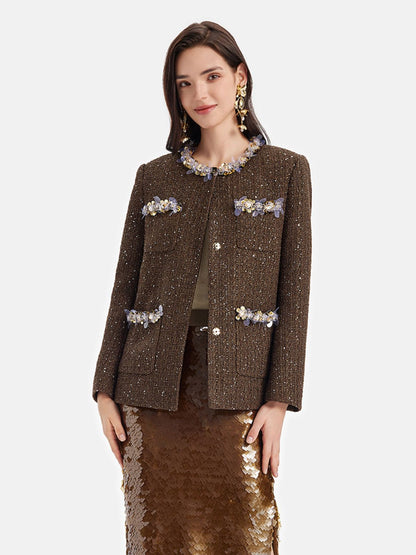 Sequin Tweed Beaded Jacket