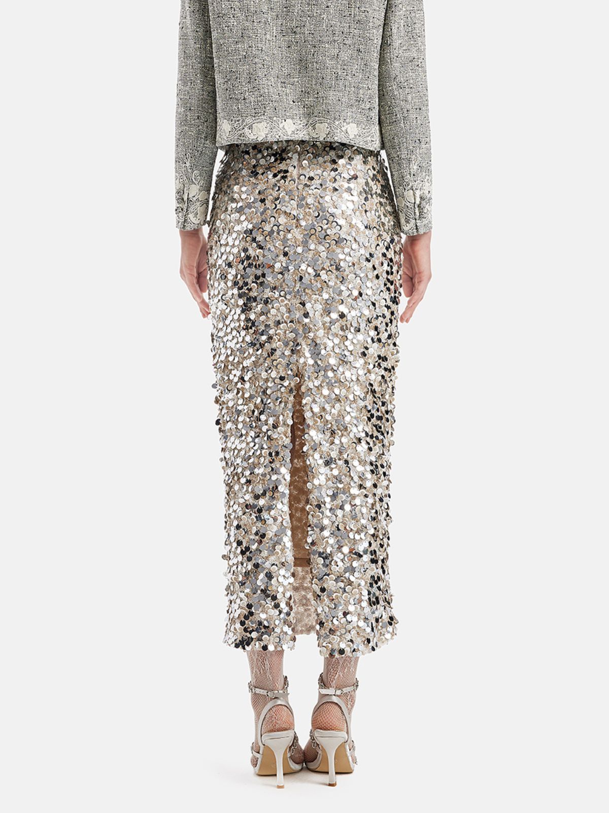 Sequin Embellished Stretch Skirt