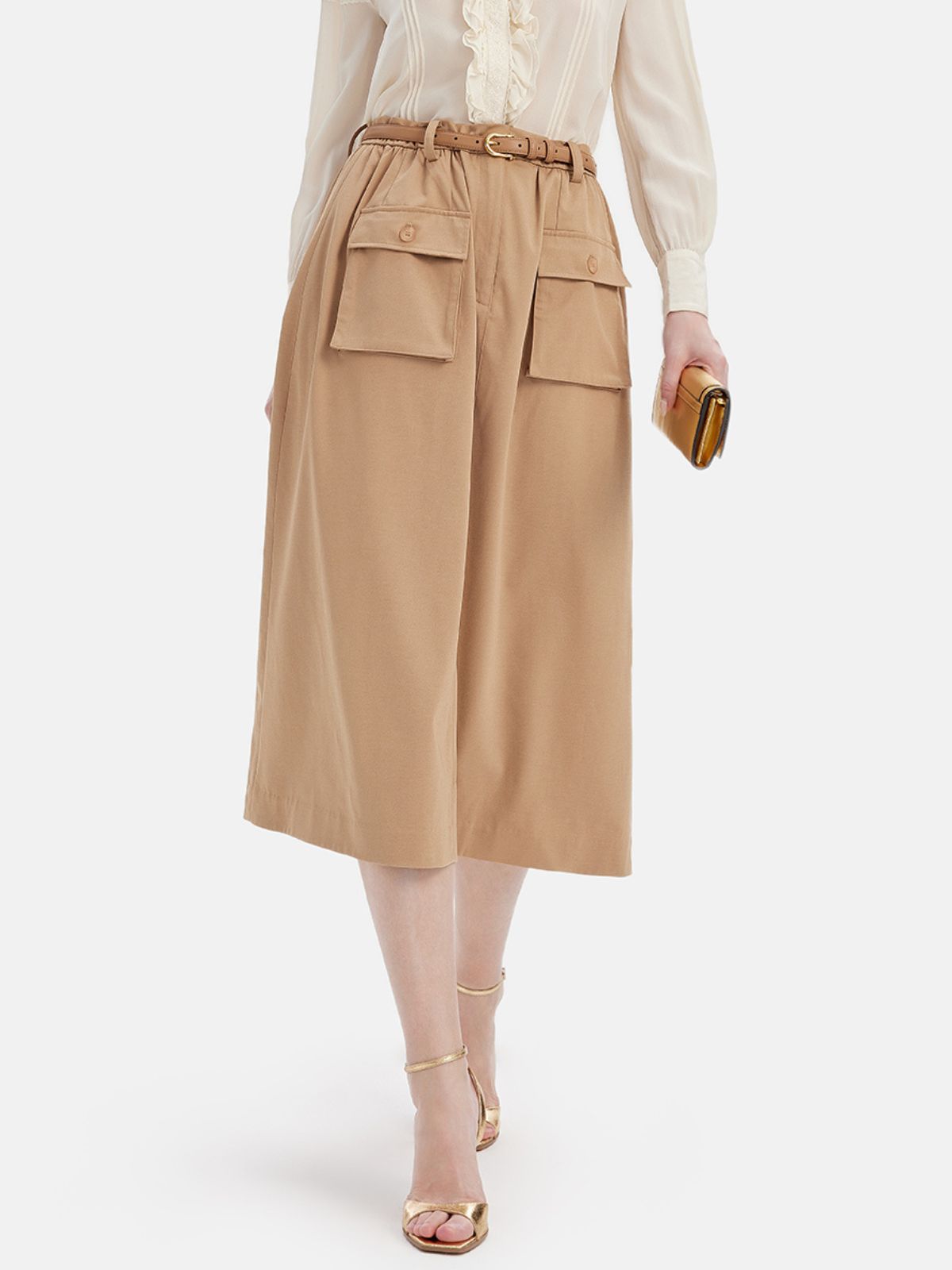 Waist-Cinched Utility Skirt（With Belt）