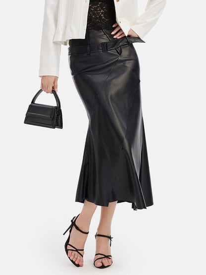 Layered Asymmetrical Leather Skirt