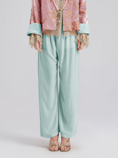 Neo Chinese Style Silk Velvet Pants