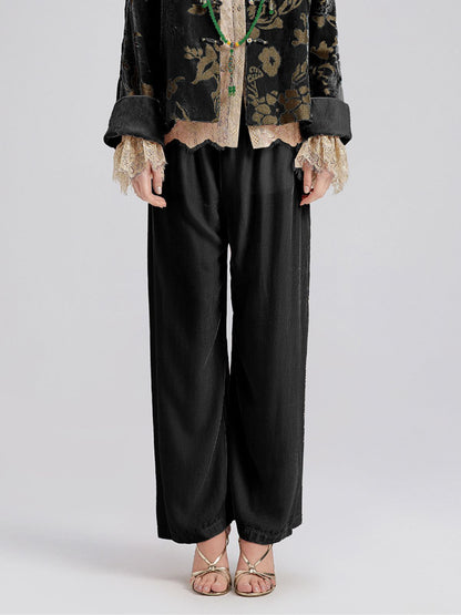 Neo Chinese Style Silk Velvet Pants