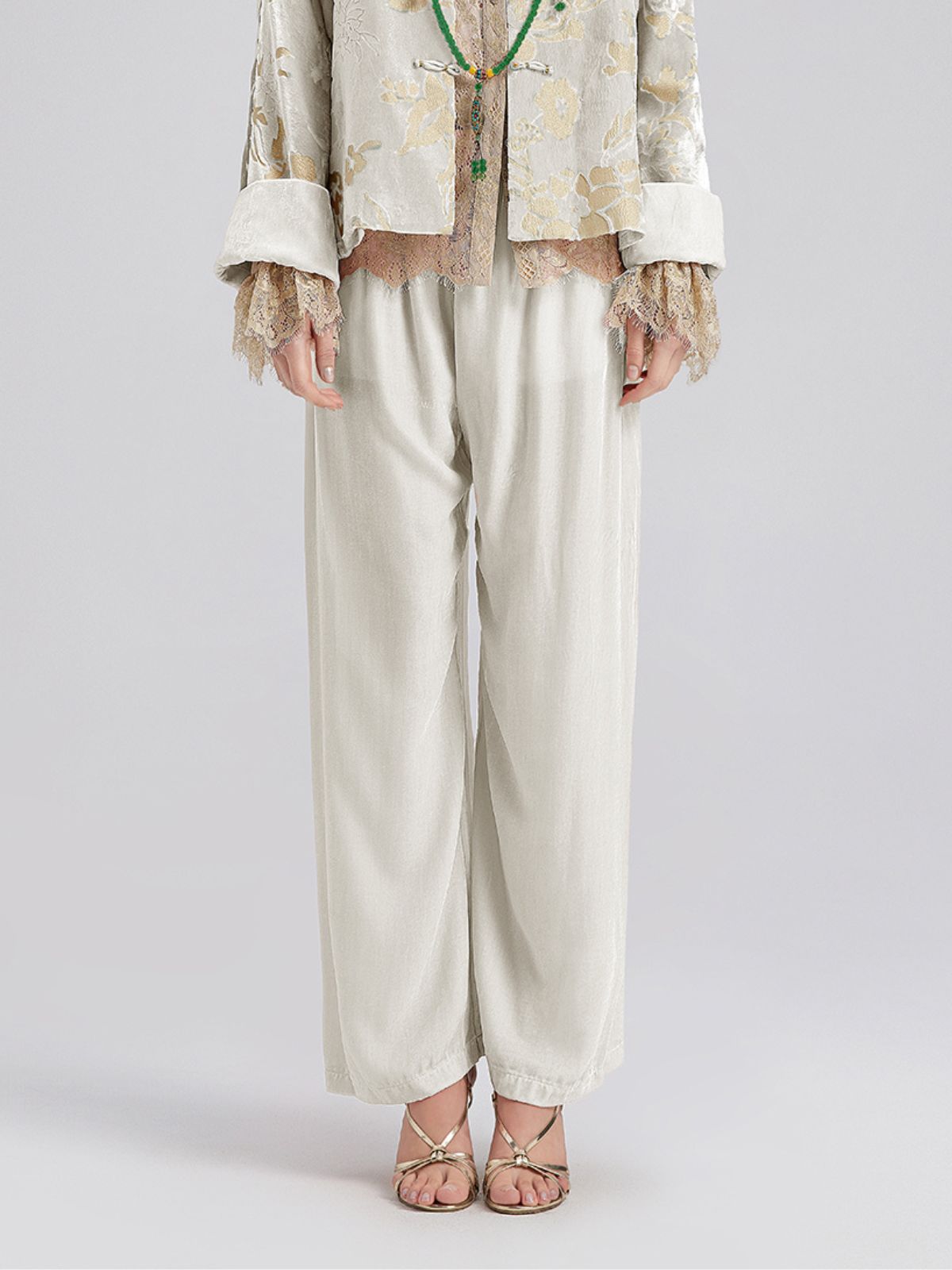 Neo Chinese Style Silk Velvet Pants