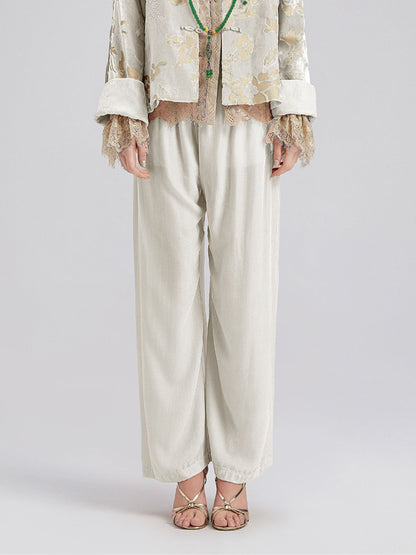 Neo Chinese Style Silk Velvet Pants