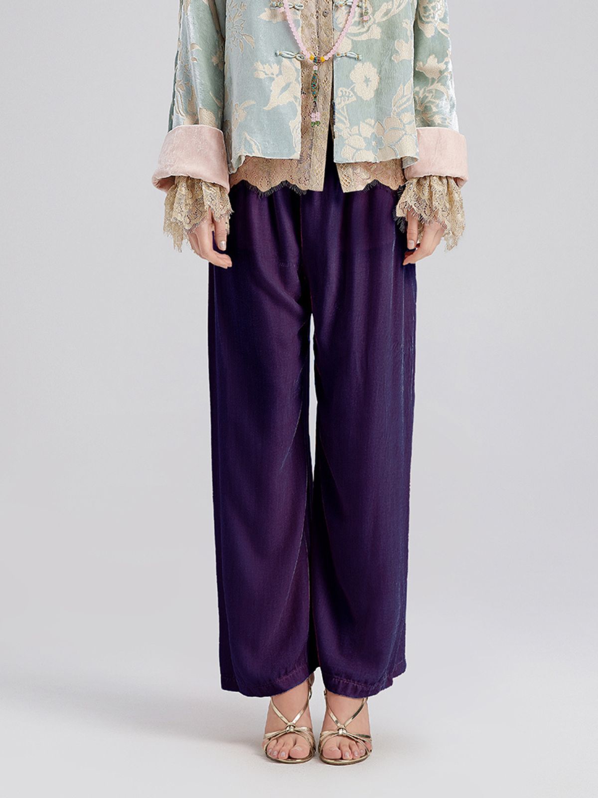 Neo Chinese Style Silk Velvet Pants