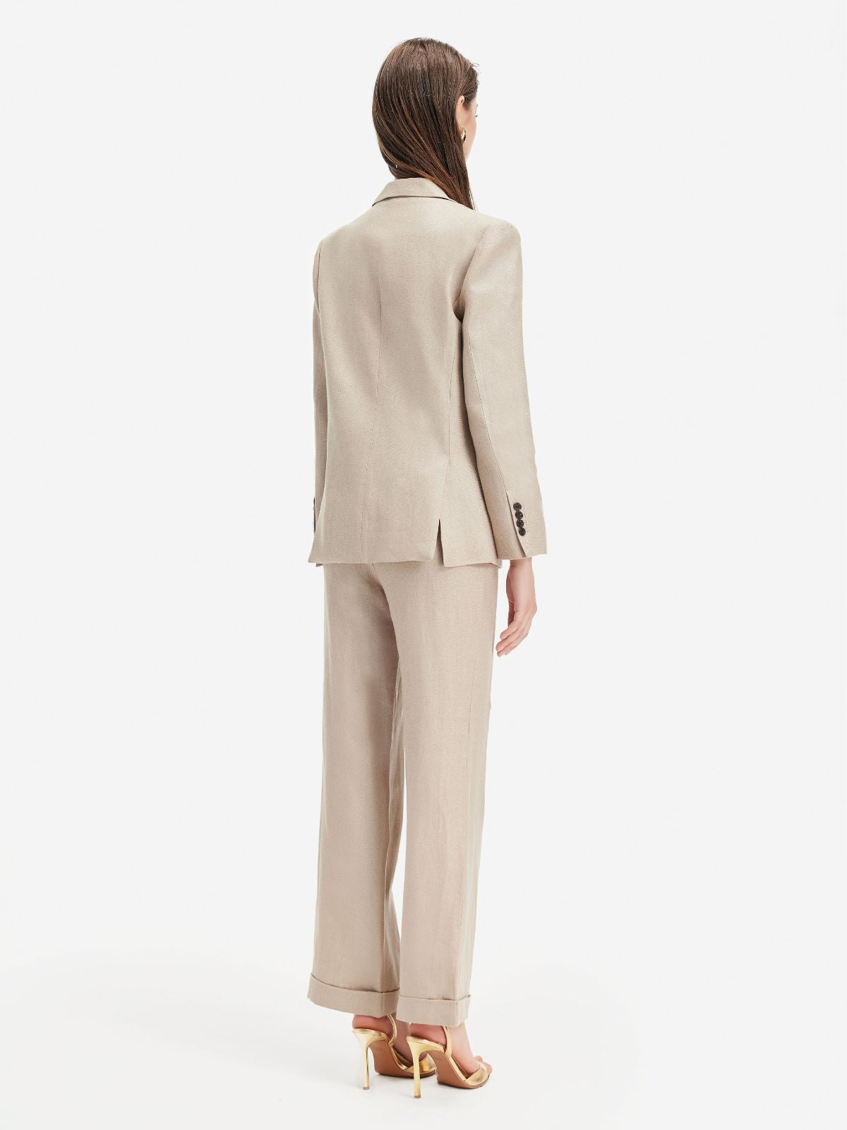 Minimalist Metallic Linen Pants