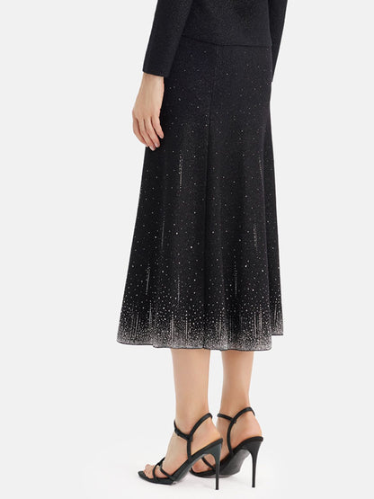 Glamorous Beaded Gradient Knit Wool Skirt