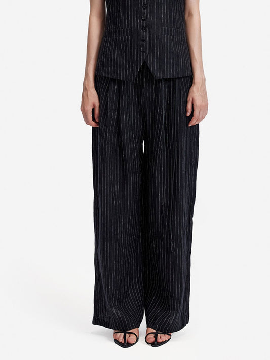 Striped Retro Wide-Leg Pants