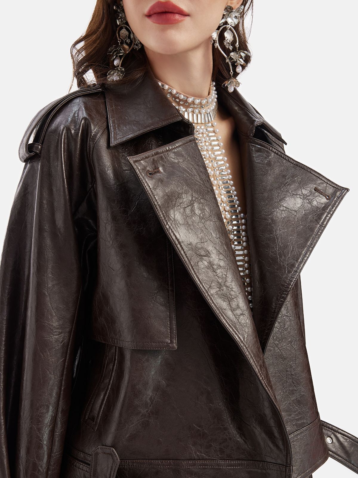 Japanese Textured Leather Trench Coat