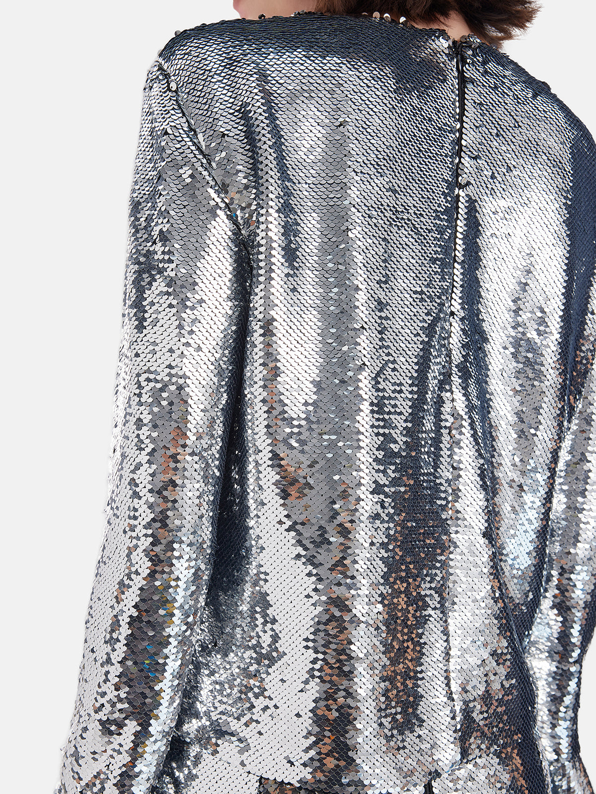 Silver Sequin Bell Sleeve Top