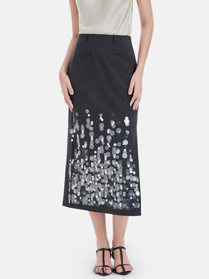 Handcrafted Sequin Embellished Pencil Skirt