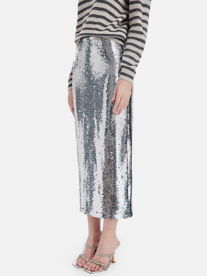 Straight Cut Sequin Skirt