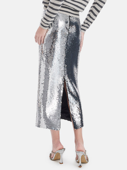 Straight Cut Sequin Skirt