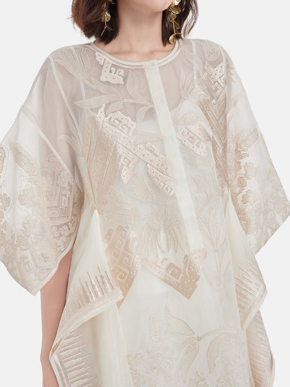 Neo-Chinese Embroidered Slit Cover-Up