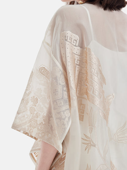 Neo-Chinese Embroidered Slit Cover-Up