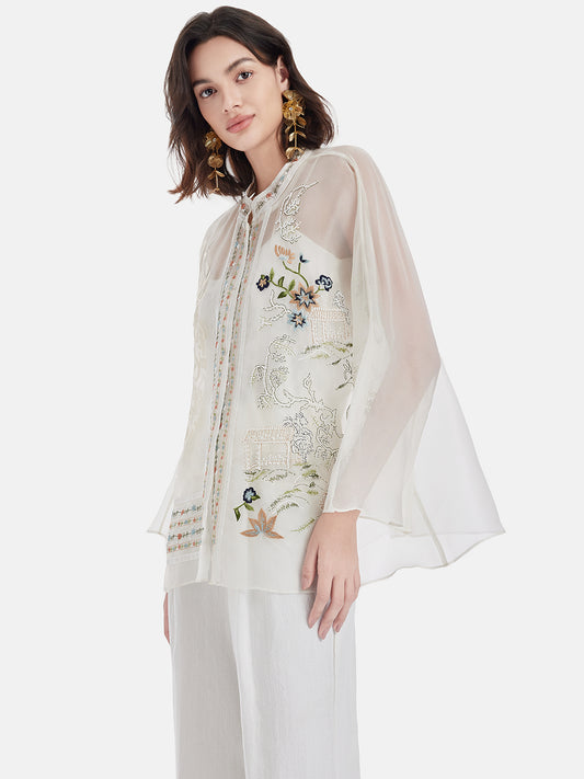 New Chinese Style Embroidered Cover-up (No Inner Layer)