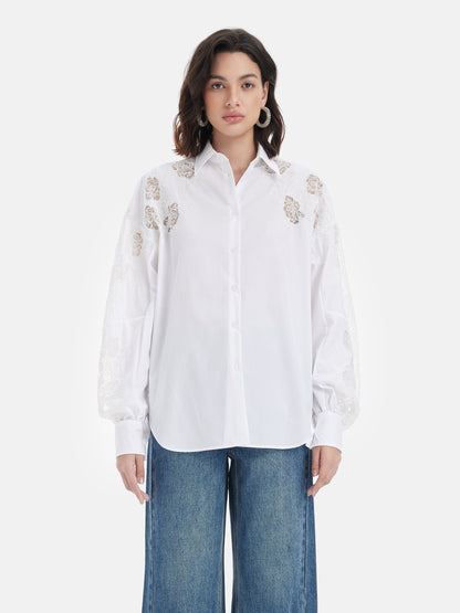 Lace Patchwork Hollow Shirt