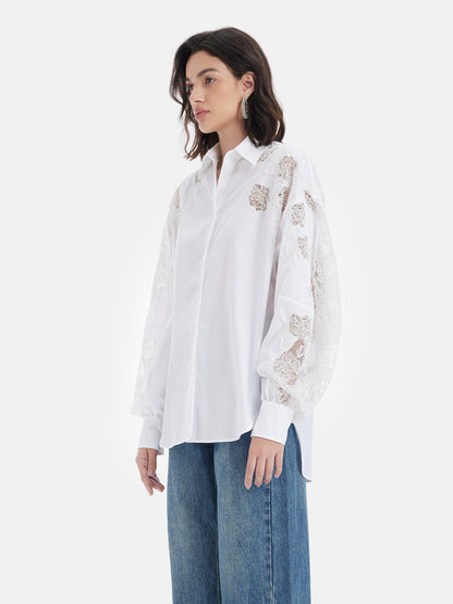 Lace Patchwork Hollow Shirt