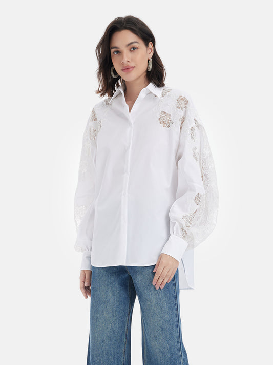 Lace Patchwork Hollow Shirt